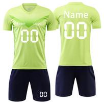 Custom Soccer Jersey Set Personalized Team Uniform with Number Quick Dry Shirt Shorts for Men Women Kids 20 žalia