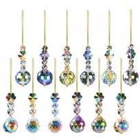Crystal Glass Drop Ornaments Set of 10 Hanging Prism Pendant Decorations for Home Office Garden Party Wedding Decor One Size balta