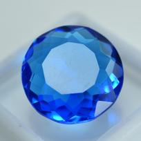 15.35 Ct Lab-Created Round Ocean Blue Aquamarine Certified Loose Gemstone A++ 17.4 mm mėlyna