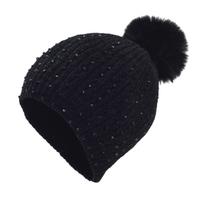 Women Winter Fashion Hat Pompom Balls Cap Pearls Rhinestones Knitted Wool Beanie Casual Outdoor Warm Female Skullies Hats juoda