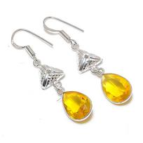 Natural Citrine Gemstone Handmade 925 Sterling Silver Jewelry Earring 2.09  ETC-14100