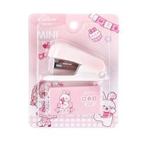 Cartoon Design Mini Stapler Macaron Color Small Size Bookbinding Machine with Staples Convenient Test Paper Stapler rožinė