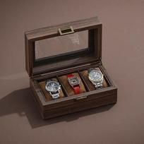 Pu Leather Watch Box Organizer Watch Case With Glass Top