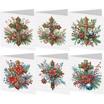 6PCS DIY Diamond Painting Greeting Card Set Rhinestone Diamond Art Mosaic Postcards Creative Birthday & Thanksgiving Card Kit