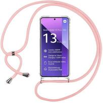 Case for Xiaomi Redmi Note 13 Pro+ 5G - Transparent TPU - Adjustable Cord - Pink - Flexible