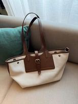 Niche Canvas Cowhide Tote Bag Large Capacity Wing Bun Mother Bag Casual Armpit Bag Women's Shoulder Bag 33-23-19 CM kava