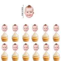 6/12pcs Personalized Face Photo Cupcake Toppers Custom Cupcake Topper with Face for Birthday Anniversary Event Party Decoration 6pcs