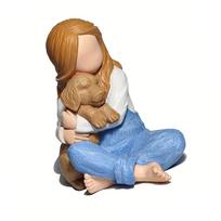 Little Girl Hugging Pet Dog Miniature Statue Decorative Resin Ornament Loss of Pet Sympathy Gift for Animal Pet Lover 1