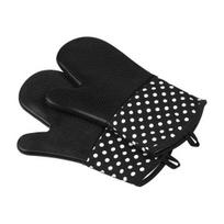 2Pcs Non-Slip Silicone Oven Gloves Heat Resistant Microwave Mitts for Baking Grilling Heavy Duty Cotton Lined Kitchen Gloves juoda