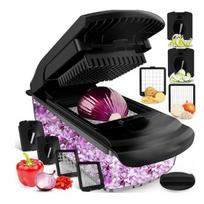 Golxmse Multifunctional Vegetable Chopper 18-Piece Set, 6 Interchangeable Blades, Black, 33x12x12cm