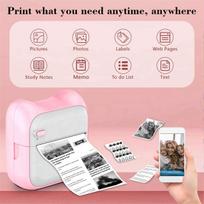 A608P Mini Printer Sticker Maker, Portable Thermal Sticker Printer, Mini Inkless Printer with 10 Roll Paper and 5 Color Pens NONE