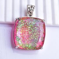 111 Ct Square Cushion Cut Lab-Created Monarch Opal 925 Sterling Silver Pendant 27.7 mm Approx įvairiaspalvis