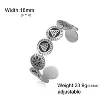 Viking Cuff Bracelet for Men Norse Runes Vegvisir Valknut Triquetra Open Bangle Stainless Steel Nordic Pagan Amulet Bangle