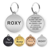 Dog Tags Engraved for Pets Personalized Dog Cat Name ID Tags Collar Tags Custom Text Stainless Steel Engraved on Both Sides (as the picture,25mm)