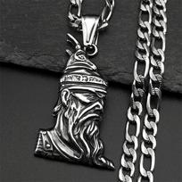 Norse mythology Odin Necklace for Women Men Stainless Steel Punk Gold Silver Color Medal Pendant Necklaces Amulet Party Jewelry