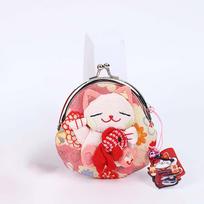 Japanese Style Maneki Neko Coin Purse Doll Card Holder Portable Lucky Cat Clutch Bag  Women rožinė