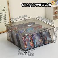 1pc multifunctional transparent black/transparent acrylic card storage box with 9 compartments that can hold over 1500 postcards