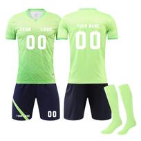 Men Soccer Uniform Set with Short Sleeve Jersey Shorts and Long Socks Breathable Quick Dry Athletic Training Outfit for Sports Teams and Individuals 16 šviesiai žalios spalvos