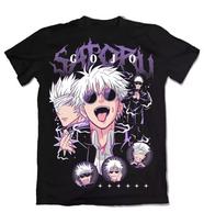Jujutsu Kaisen Gojo Satoru Unisex Pure Cotton Tshirt 2026 Summer Hot Anime Print Round Neck Loose Family Short Sleeved Top S įvairiaspalvis