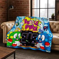 3D Retro Game Bubble Bobble Cartoon Flannel Blanket,Cozy Soft Throw Blanket for Home Bedroom Bed Sofa Picnic Cover Gift Kids 75x90cm
