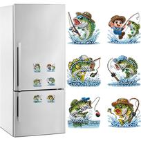 6pcs 2D/flat DIY Diamond Painting Magnets Refrigerator Diamond Art Magnets Refrigerator Mailbox Home Decoration DIY Crafts