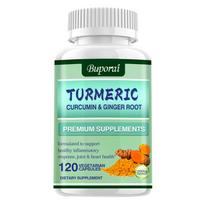 Buporai Curcumin and Ginger Root Supplement, 1950 mg Curcumin per serving, potent formula. 120*1