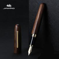 JINHAO 9056 Luxury Wood Fountain Pen EF/F/M Nib Black Ebony Fude Bending School Office Supplies Ink Pens Stationery PK 9019 (as the picture,EF(0.38mm))