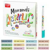 12/24color Brush Tips Morandi Colored Acrylic Paint Marker Set Art Marker Pen for Fabric Canvas Rock Ceramic Glass Mug Wood
