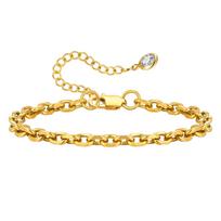 Vnox Women Link Chain Bracelet,Classic Gold Plated Stainless Steel Adjustable Bracelets,Charm Female Jewelry Stone Tail Gifts