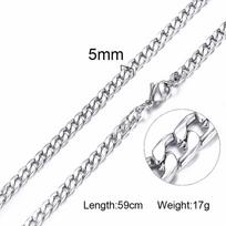 Men's Necklace Round Miami Cuban Link Chain Gold Color Stainless Steel Punk Boy Male Colar Gifts 24