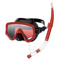 Waterproof Underwater Snorkeling Mask Anti Fog Dry Snorkel Set Diving Snorkeling Mask  Underwater juoda raudona spalva