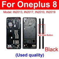 For OnePlus Oneplus 1+ 8 8T 8 Pro 8Pro Middle Frame Cover Middle Housing Frame Bezel with Side Buttons Replacement 8-Black-Used