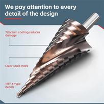AEE2-Step Drill Bit Set, 3Pcs Titanium Step Drill Bits, Metric 4Mm To 32Mm Drill Cone Bits For Metal, Wood, PVC