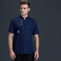Chef Jackets Kitchen Chef Restaurant Uniform Custom Logo Shirt Service Bakery Breathable Chef Dress White Apron Men M mėlyna