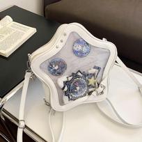 Transparent Star Ita Bag - Large Capacity Korean Style Backpack for Women and Students balta