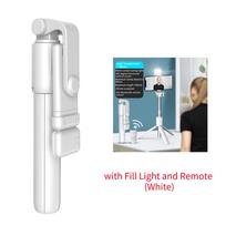 Phone Selfie Stick Tripod Bluetooth Remote Wireless Selfi Stick Phone Holder With Beauty LED Fill Light For Phone Live Streaming balta