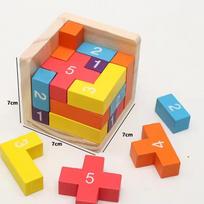 Cube 3D Puzzle Luban Interlocking Creative Educational Wooden Toy Brain Iq Mind Early Learning Game Gift For Children Letter 54T