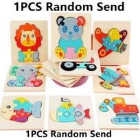 Kids 10.7Cm/4.21In Vibrant Multi-Colored 3D Puzzles Montessori Games Cartoon Animals Jigsaw Puzzle Baby Educational Wooden Toys For Children