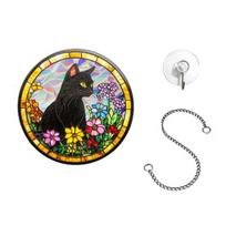 Stained Glass Window Hanging Ornament Colorful Acrylic Suncatcher Panel with Chain And Suction Cup for Home Garden Decor 1