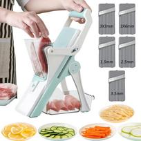 Safe Mandoline Slicer, Multifunctional Kitchen Chopper with Stainless Steel Blades, Non-Slip Base Ergonomic Handle, Adjustable Thickness, Convenient
