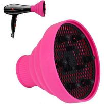 Two Pack Hair Dryer Diffuser, Foldable Silicone Diffuser Universal Hair Dryer Attachment for Natural Curly Waves Salon Hair Travel - Pink