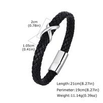 Stainless Steel Infinity Black Leather Bracelet for Men,High Quality Microfiber Leather Wristband,Gift for Husband Dad Him as picture