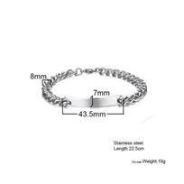 Plate Id Tag Bar Bracelet Cuban Link Chain Brazalets Engravable Name Stainless Steel Bracelet for Men Women Couple Bangle Jewels No engraving