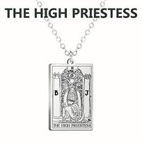 LIKGREAT Stainless Steel Tarot Cards Pendant Necklace Major Arcana Tarot Cigano Divination Necklace Jewelry Birthday Gift steel color