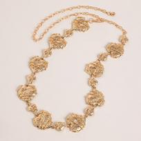 Cyberpunk Style Metal Waist Chain With Line Design For Womens Street Fashion Heart Gold