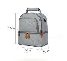 Large Capacity Portable Lunch Bag Hot Picnic School Food Lunch Bag Insulation Material, Fresh Cooler, Handbag with Lunch Bag pilka spalva