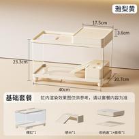 Hermit Crab Habitat Tank with Basking Platform Small Landscape Terrarium Bottom Drainage Reptile Enclosure Home Desert Pet Villa