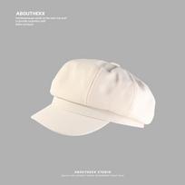 New Women's Berets Oversized Newsboy-Style Japanese-Inspired Versatile Face-Slimming Artist-Style Octagonal Hats M（56-58cm） smėlis