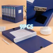 9pcs A4 Size Foldable Document Binder, Thickened PP Material, Vertical Accounting Voucher Document Storage Box with Label Holder mėlyna
