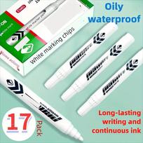 17 Pcs Acrylic Paint White Marker White Paint Pen for Rock Painting Stone Ceramic Glass Wood Tire Fabric Metal Canvas balta